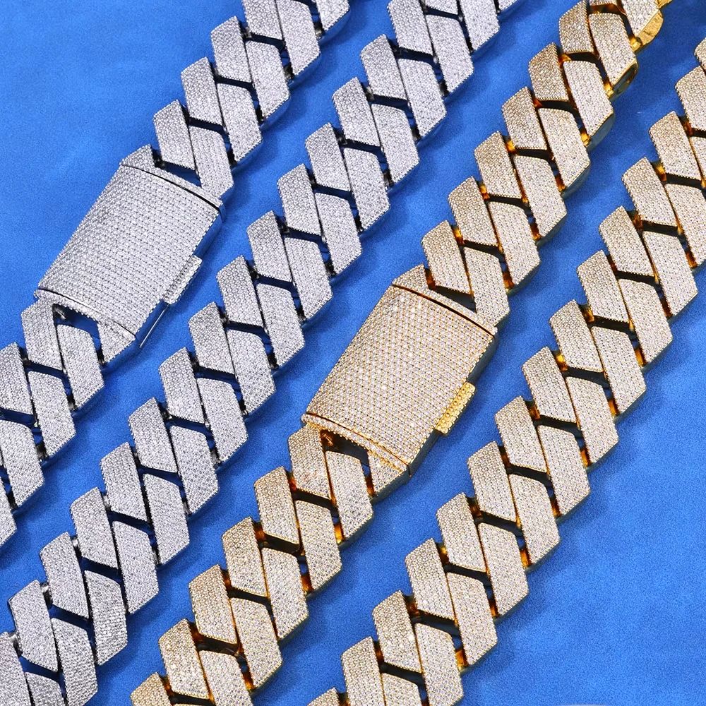 15mm Iced Out Cuban Link Chain Heavy Prong Setting Hip Hop Statement Necklace Gold Or Silver 3