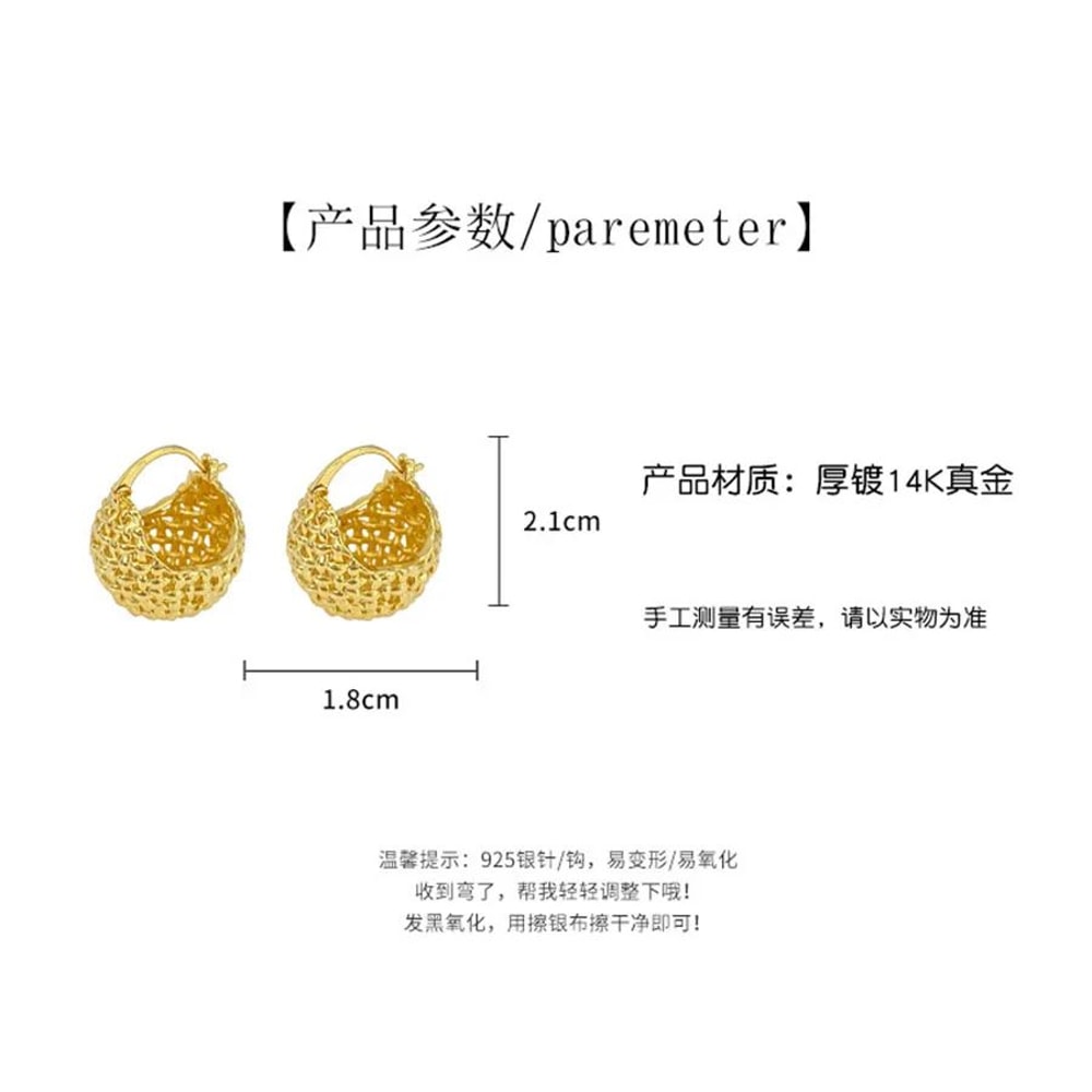 Elegant Filigree Gold Chunky Hoop Earrings Lightweight Basket Design Statement Hoops 2