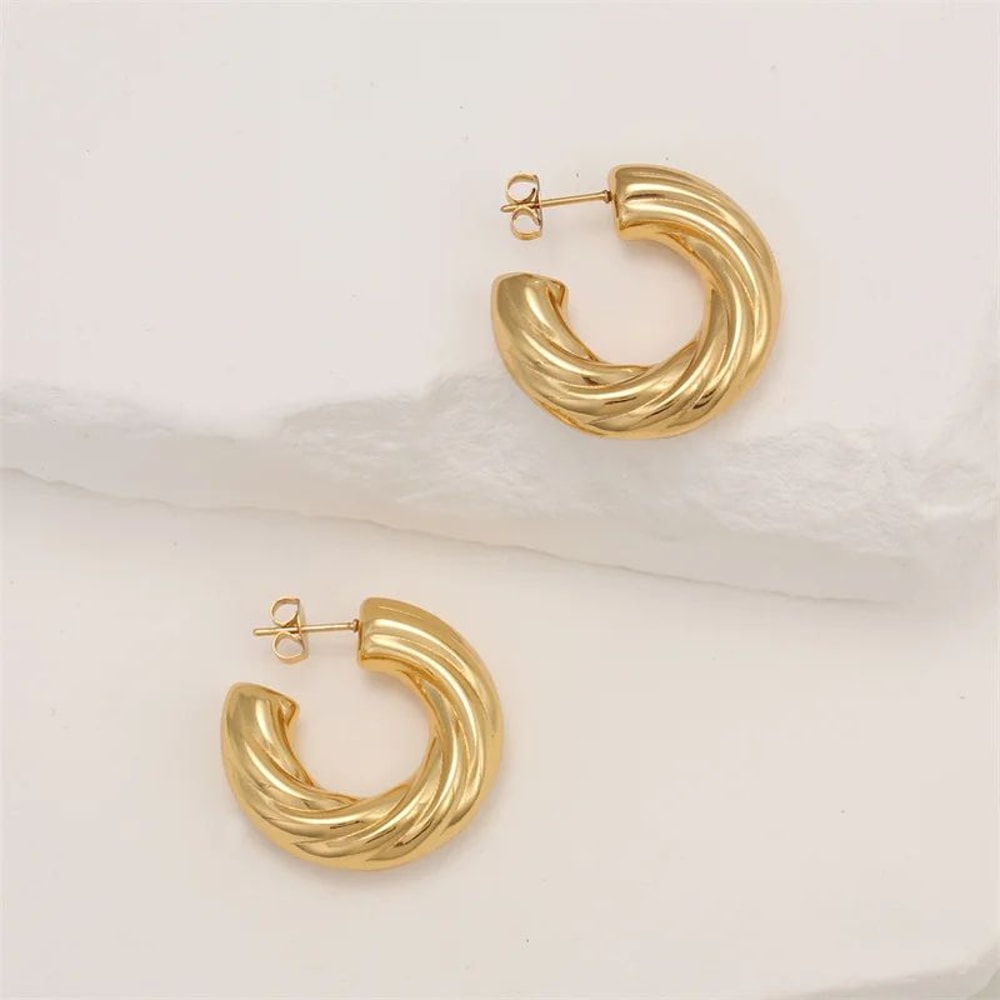 Twist Hollow Tube Stainless Steel Earrings Chic Twist Dangle Earrings For Women 1