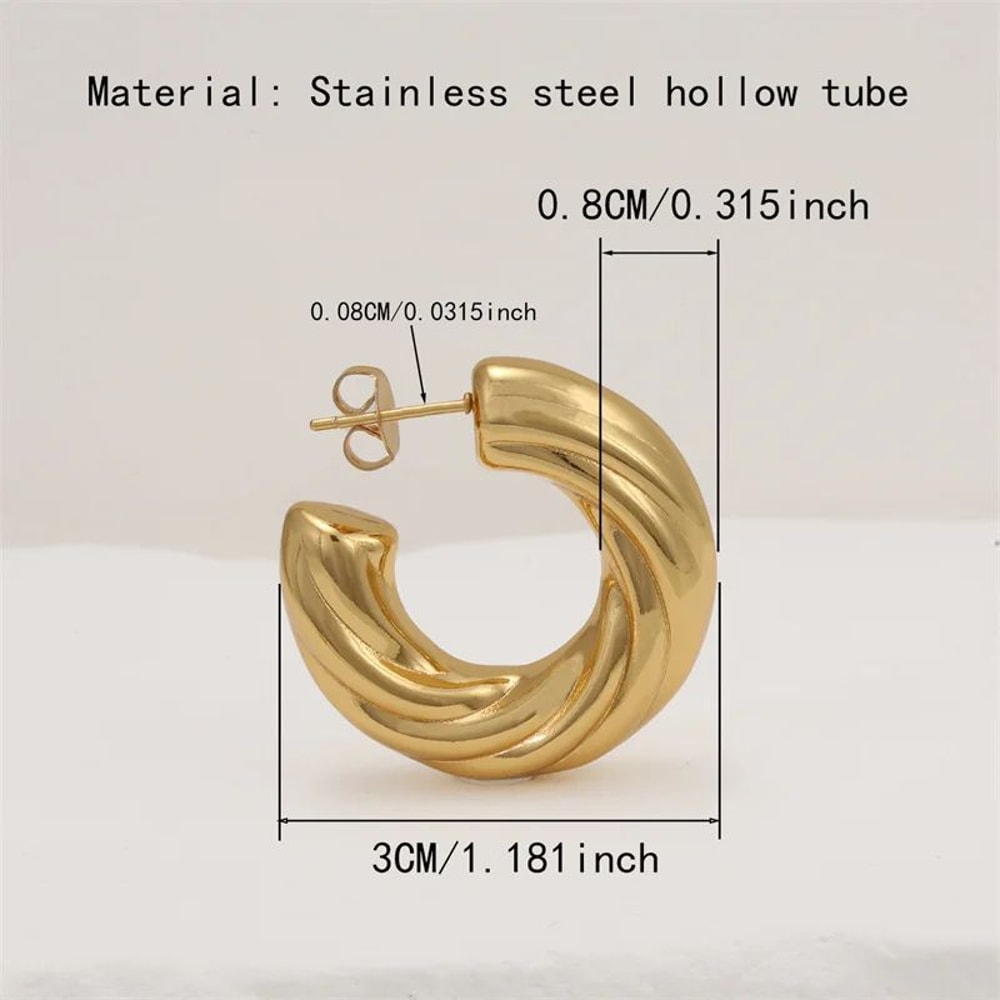 Twist Hollow Tube Stainless Steel Earrings Chic Twist Dangle Earrings For Women 2