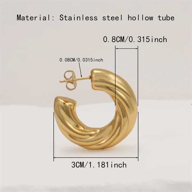 Twist Hollow Tube Stainless Steel Earrings Chic Twist Dangle Earrings For Women 2
