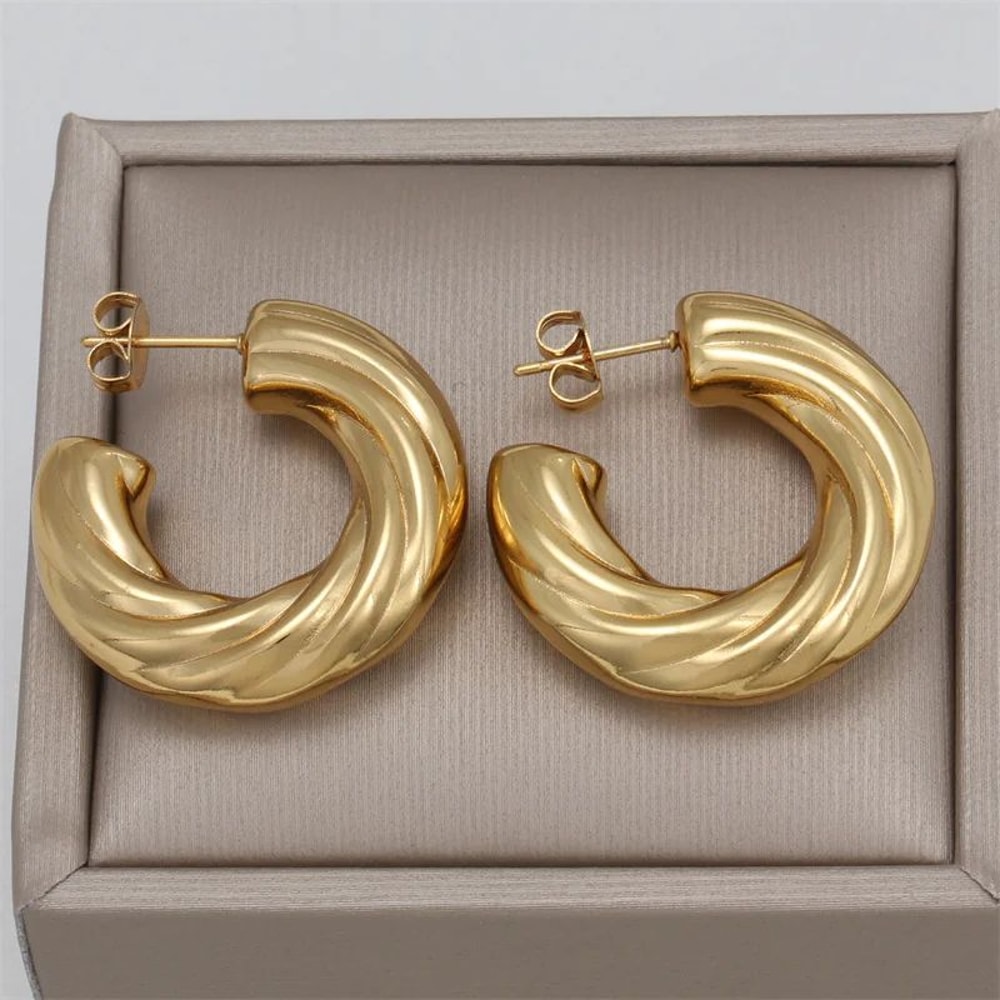 Twist Hollow Tube Stainless Steel Earrings Chic Twist Dangle Earrings For Women 4