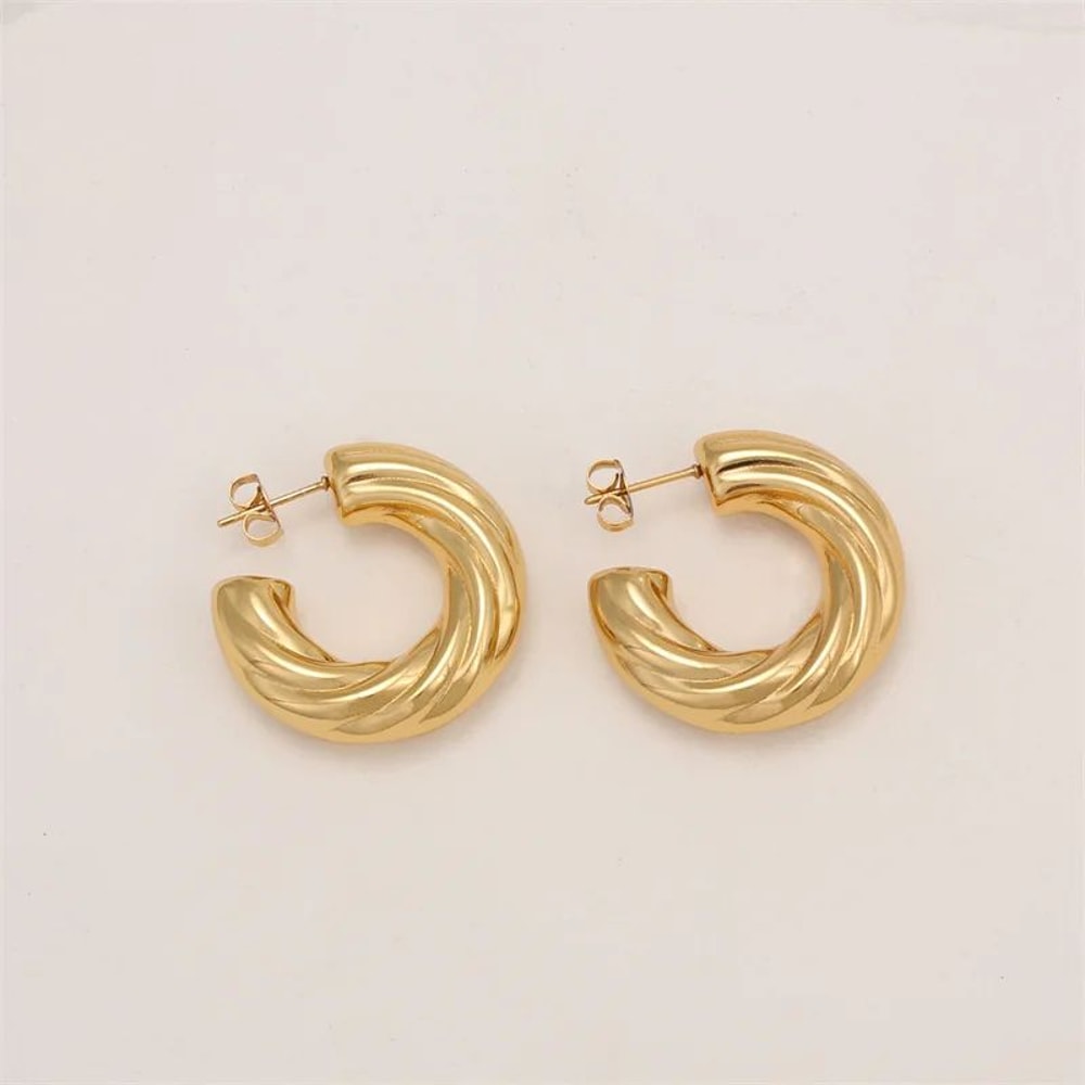 Twist Hollow Tube Stainless Steel Earrings Chic Twist Dangle Earrings For Women 5