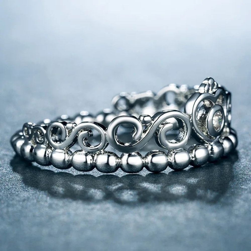 Huitan Crown Ring For Women Eternity Engagement Ring Wedding Band In Gold Or Silver Tone 3