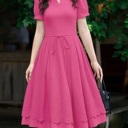 zanzea lace patchwork summer midi dress with puff sleeves – elegant casual sundress for women