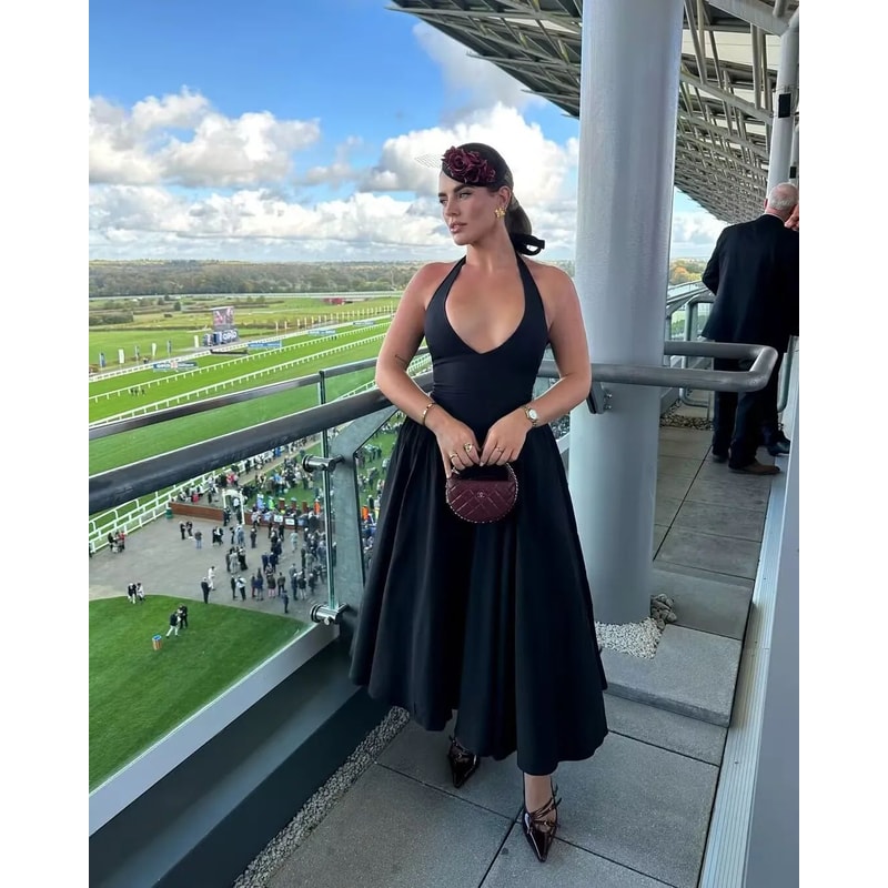 Elegant Backless Halter ALine Midi Dress Summer Backless Halter Dress For Women 10