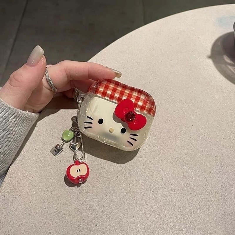 Hello Kitty AirPods Case With Keychain Cute Kawaii Protective Cover For AirPods Pro AirPods 14 3