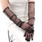Elegant Black Lace Bridal Gloves For Women Long Mesh Polka Dot Tulle 0