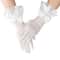 Elegant Bridal Gloves For Brides White Satin Wedding Gloves With Lace Cuffs And Bow Detail 3