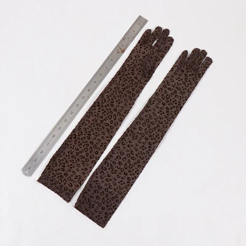 Leopard Print Mesh Opera Gloves 55cm Long Sexy Lace Cosplay Stage Gloves 3