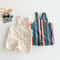 Colorful Striped Girls Summer Jumpsuit With Raindrop Print Lightweight Toddler Overalls Outfit 2