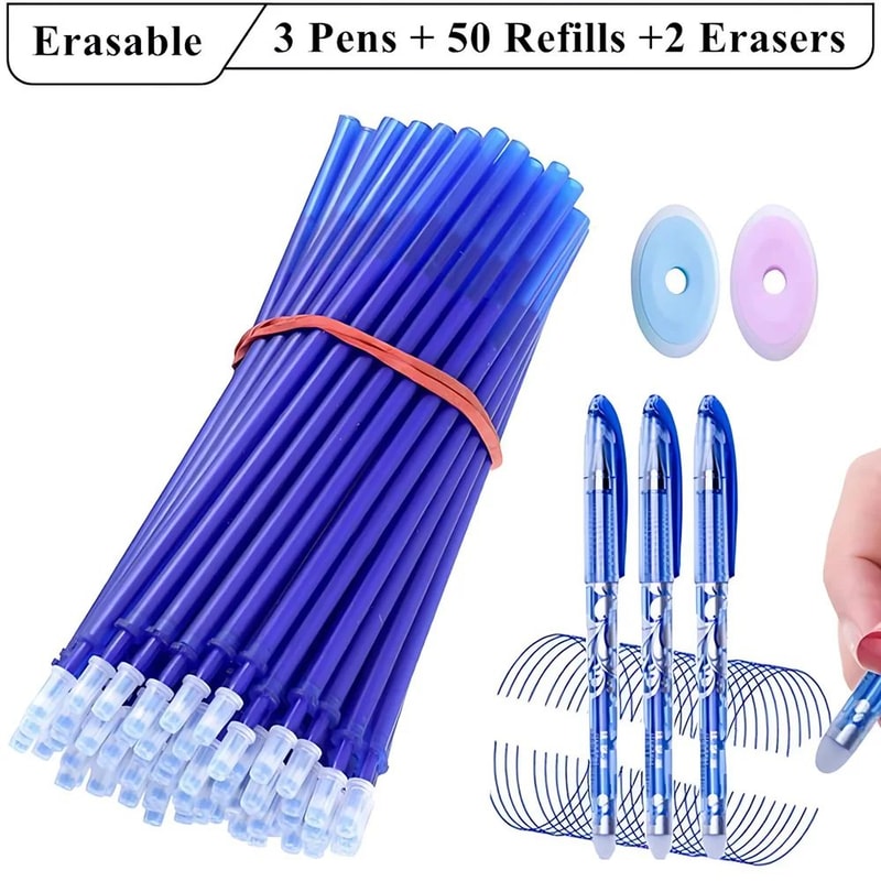 SmoothWrite 05mm Erasable Gel Pen Set With 50 Refills And Dual Erasers 2