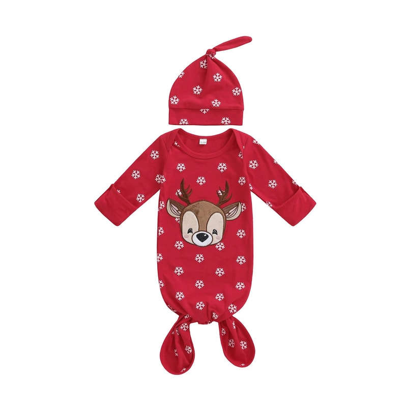 Cozy Reindeer Infant Christmas Pajamas Set With Hat Soft Baby Winter Pajama Set 1