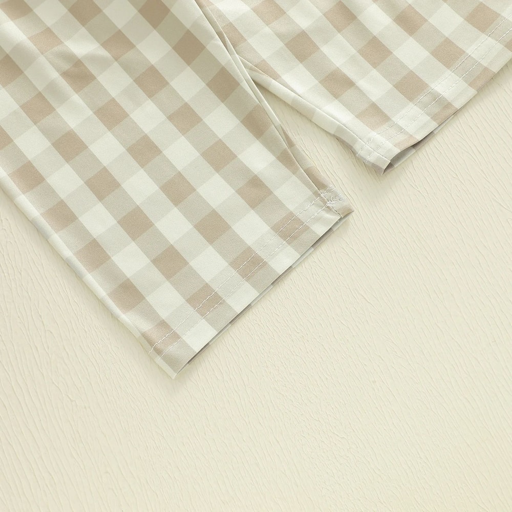 Cozy Gingerbread Plaid Christmas Baby Pajamas 2Piece Toddler Holiday Sleepwear Set 0