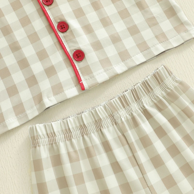 Cozy Gingerbread Plaid Christmas Baby Pajamas 2Piece Toddler Holiday Sleepwear Set 4