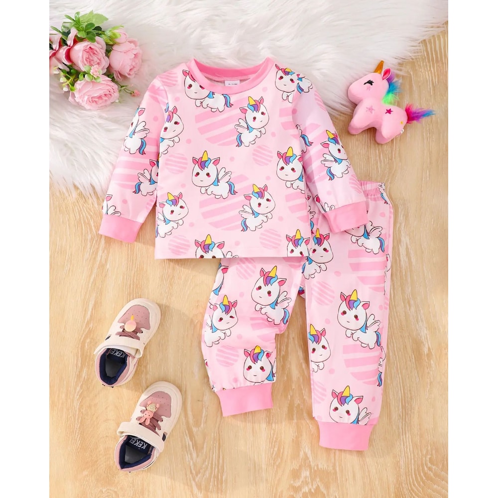 Rainbow Unicorn Baby Girl Pajamas Set Soft Cotton Unicorn Pajamas For Girls TwoPiece Sleepwear 0