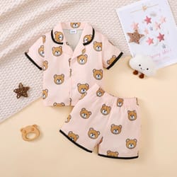 cartoon baby pajama set – soft cotton toddler summer pajamas with short sleeve top & shorts (0–3 years)