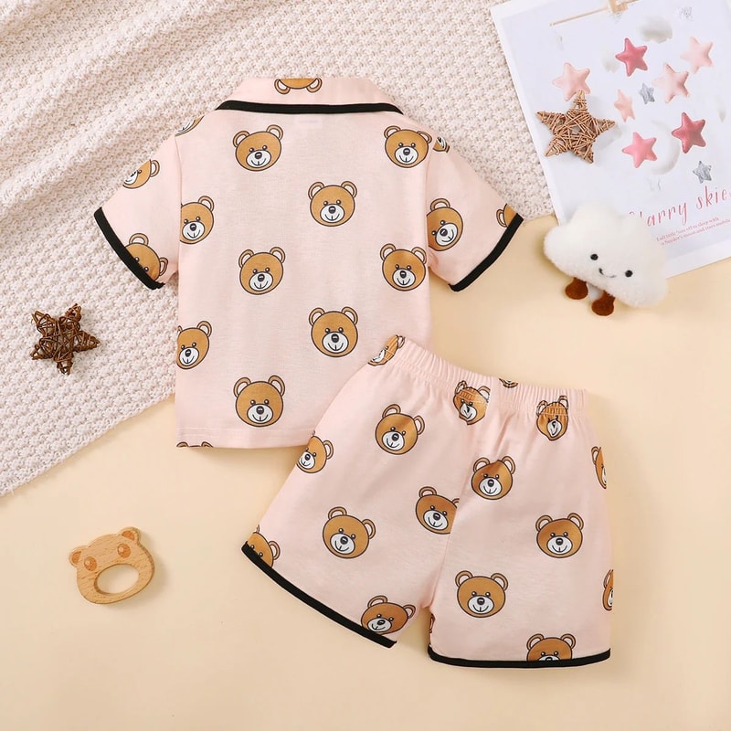Cartoon Baby Pajama Set Soft Cotton Toddler Summer Pajamas With Short Sleeve Top Shorts 03 Years 3