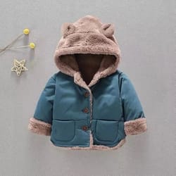 cartoon hooded baby fleece jacket – cozy velvet-lined toddler winter coat for infants & toddlers
