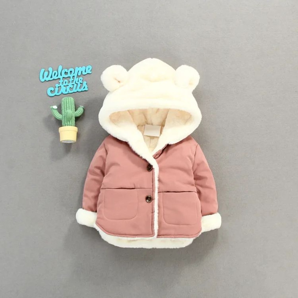 Cartoon Hooded Baby Fleece Jacket Cozy VelvetLined Toddler Winter Coat For Infants Toddlers 2