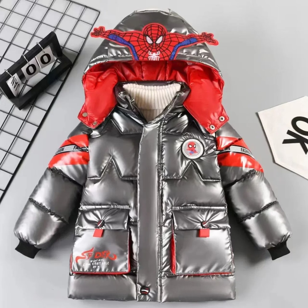 SpiderMan Kids Winter Jacket Hooded Puffer Parka For Toddlers And Boys 1
