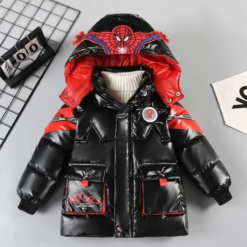 SpiderMan Kids Winter Jacket Hooded Puffer Parka For Toddlers And Boys 3