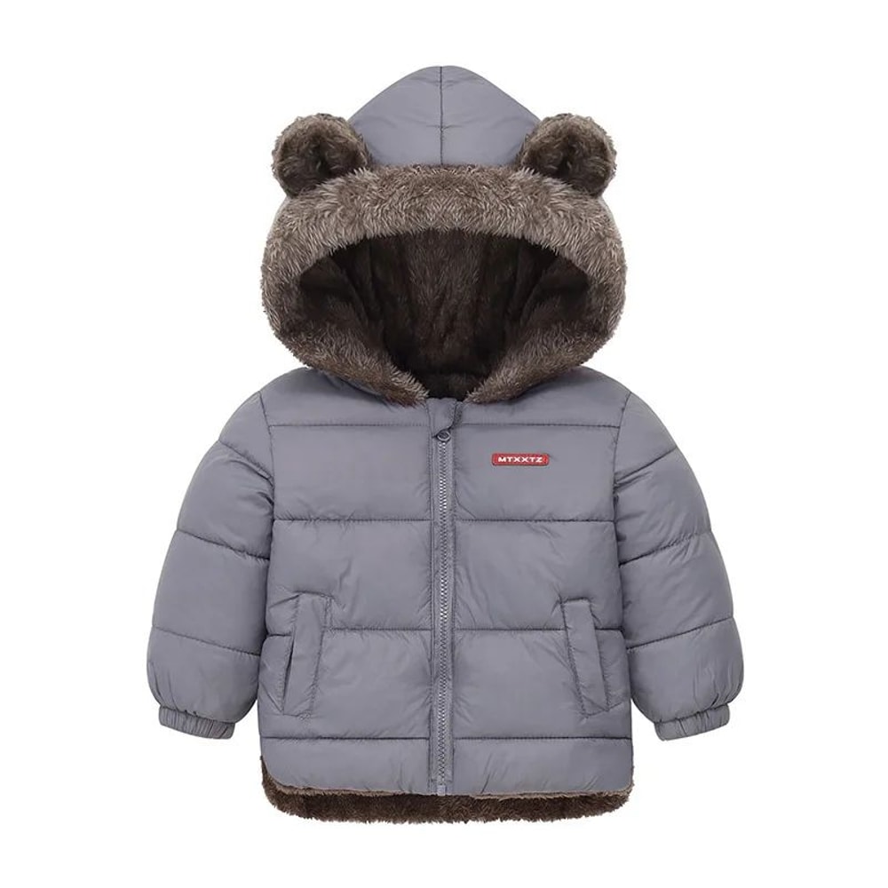 Reversible Cartoon Hooded Baby Winter Coat Plush Toddler Fleece Jacket 5