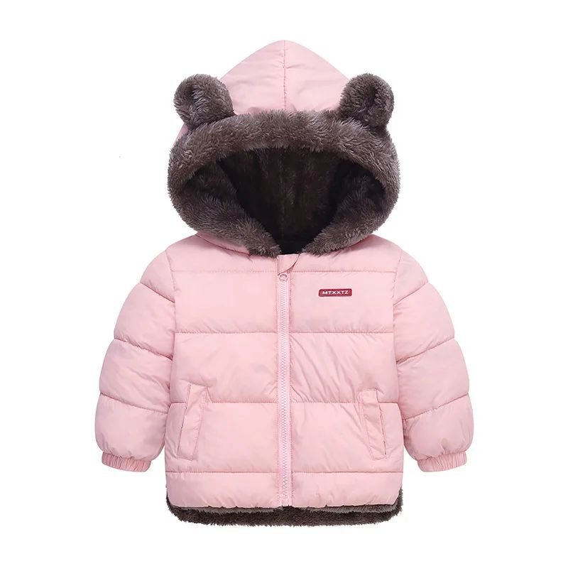 Reversible Cartoon Hooded Baby Winter Coat Plush Toddler Fleece Jacket 2