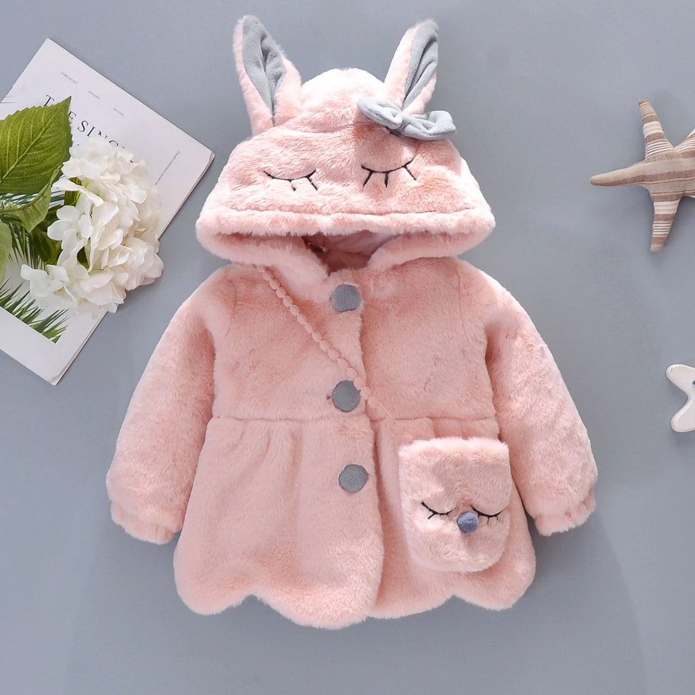 CozyHug Baby Girl Winter Coat Cute Hooded Cold Protection Jacket With Matching Mini Bag 4