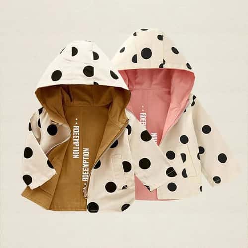 Reversible Polka Dot Kids Reversible Jacket – Lightweight Toddler Hooded Jacket for Spring & Autumn