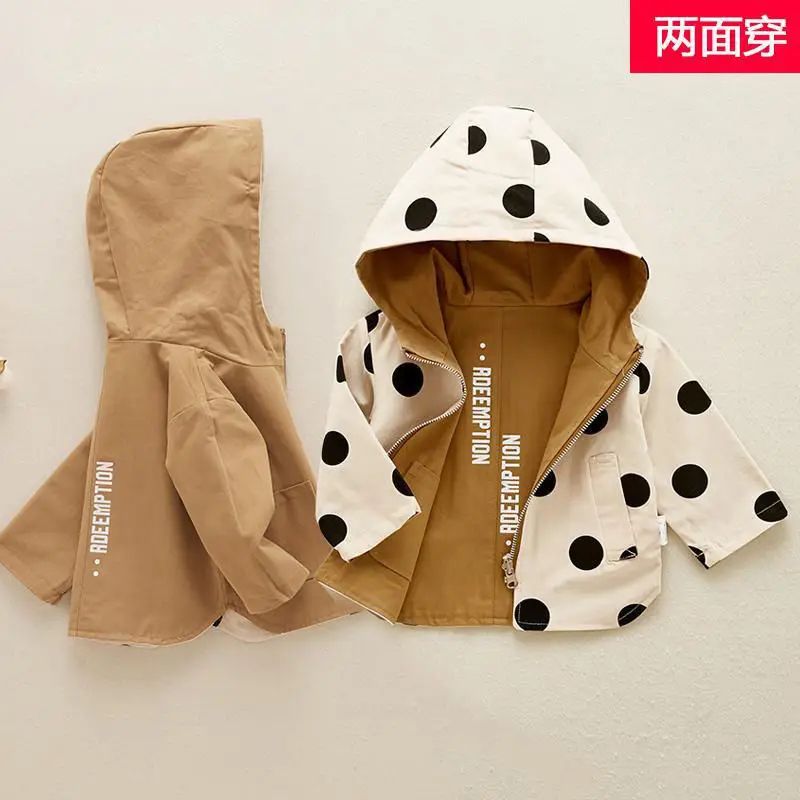 Reversible Polka Dot Kids Reversible Jacket Lightweight Toddler Hooded Jacket For Spring Autumn 1