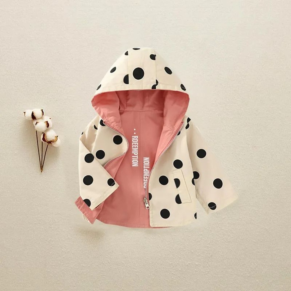 Reversible Polka Dot Kids Reversible Jacket Lightweight Toddler Hooded Jacket For Spring Autumn 3