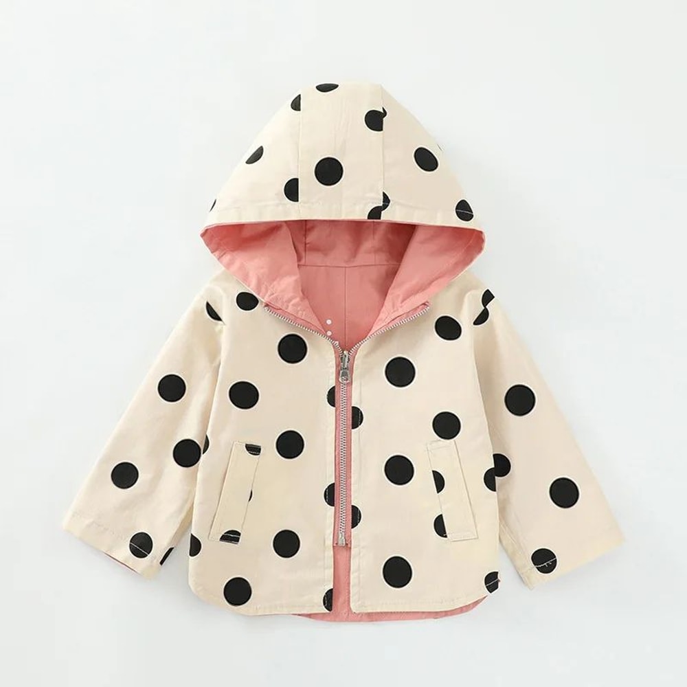 Reversible Polka Dot Kids Reversible Jacket Lightweight Toddler Hooded Jacket For Spring Autumn 4