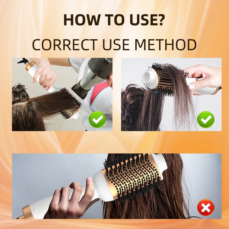 3in1 Hot Air Brush Ionic Hair Styler Hair Dryer Brush For Straightening Curling Volume 4