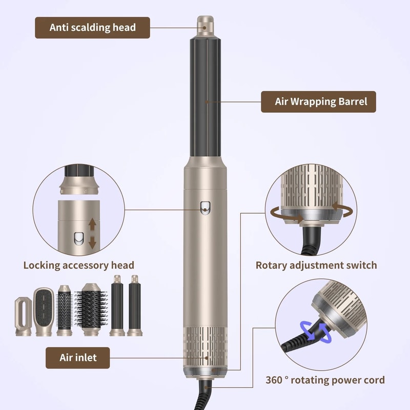 SalonPro 6in1 Hair Styler Hot Air Dryer Brush Set 1