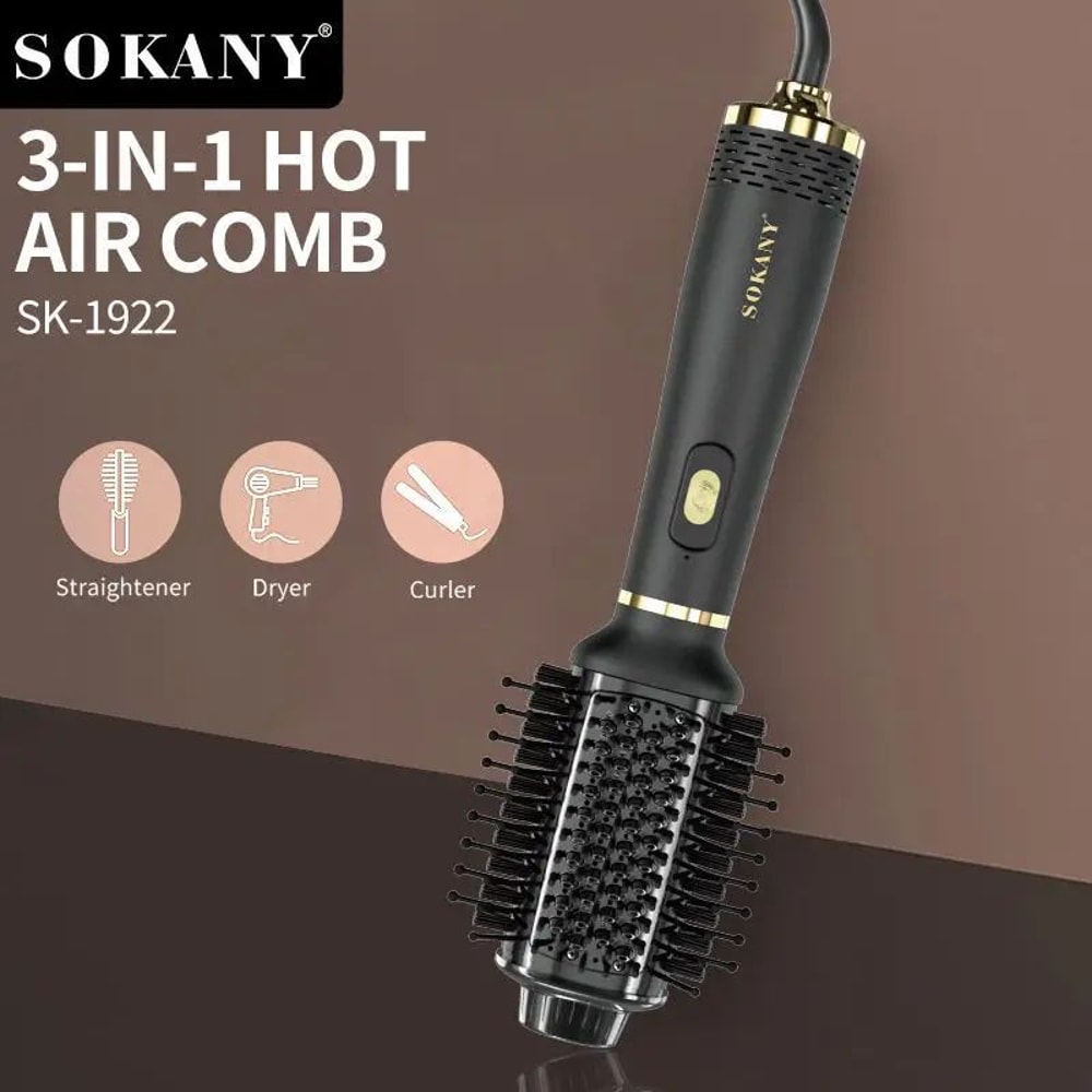 SOKANY 3in1 Ionic Hot Air Comb Negative Ion Hair Dryer Brush Volumizing Styler 0