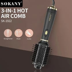sokany 3-in-1 ionic hot air comb – negative ion hair dryer brush & volumizing styler