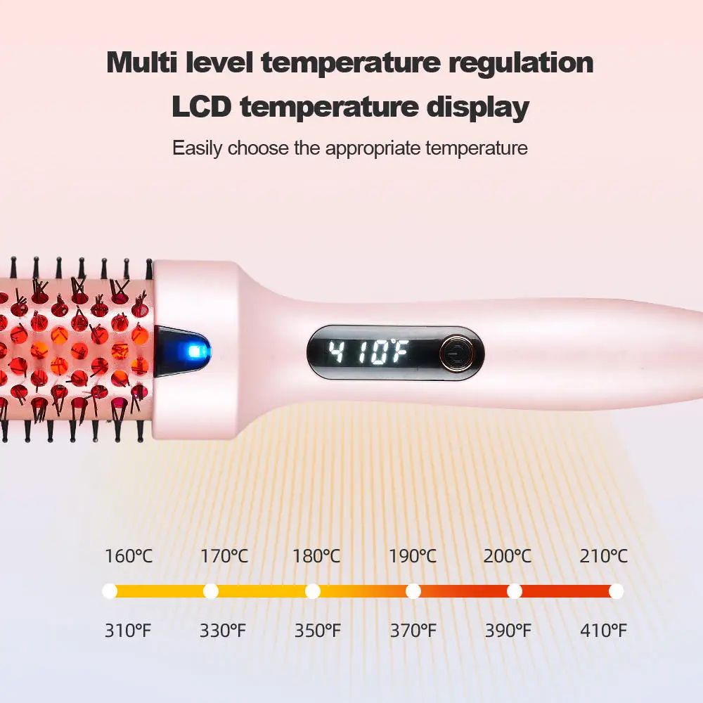 Ionic Infrared Heated Round Brush 3in1 Hair Straightener Curling Hot Brush 1
