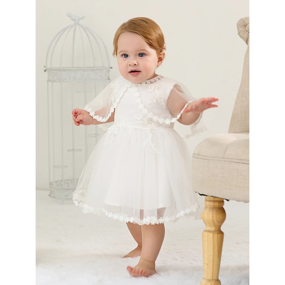 Royal Bloom Baby Princess Dress With Satin Hood Cloak Floral Embroidered Lace Flower Girl Dress Se 2