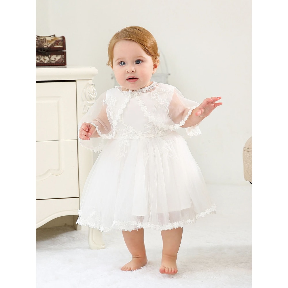 Royal Bloom Baby Princess Dress With Satin Hood Cloak Floral Embroidered Lace Flower Girl Dress Se 3