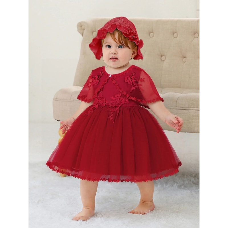 Royal Bloom Baby Princess Dress With Satin Hood Cloak Floral Embroidered Lace Flower Girl Dress Se 5