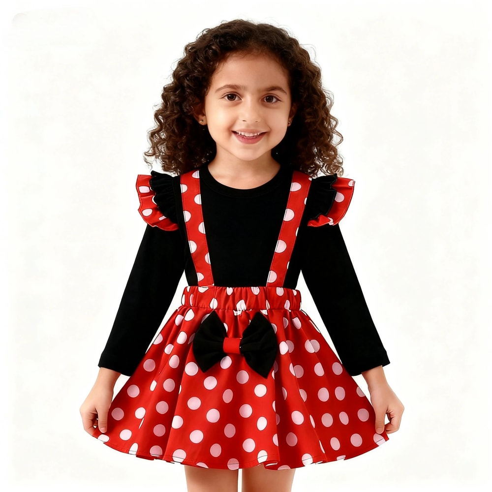 MinnieInspired Polka Dot Toddler Outfit Set With Headband Cute Minnie Toddler Outfit For Birthdays 2