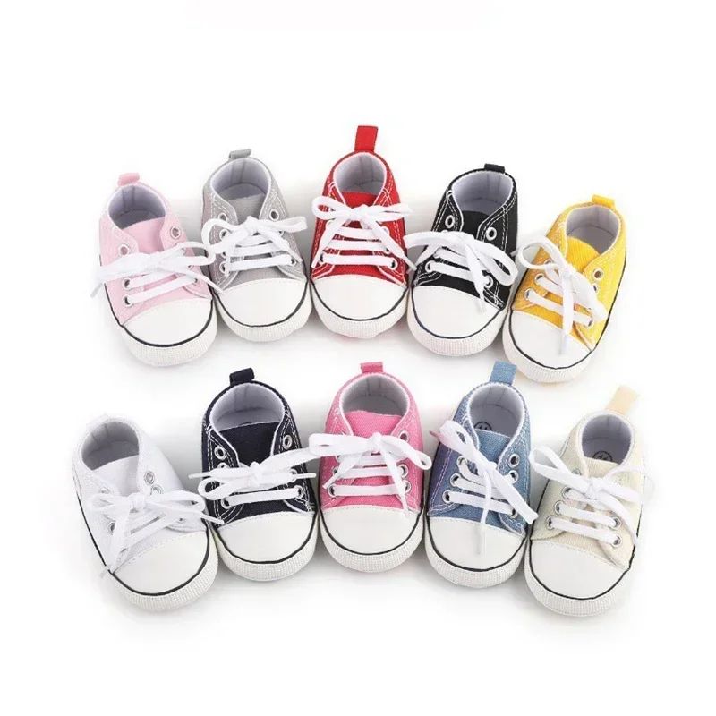 Classic Canvas Baby First Walker Sneakers Soft Sole Newborn Prewalker Shoes 0