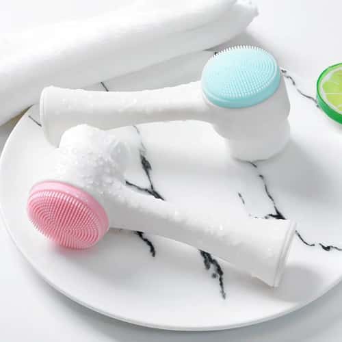 Dual-Action Silicone Facial Cleansing Brush – Soft Bristle Face Wash & Deep Pore Exfoliating Tool