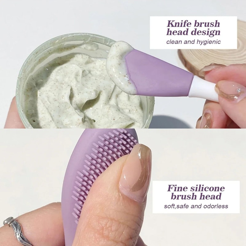 2in1 Silicone Facial Cleansing Brush Mask Applicator For Deep Pore Care 5