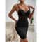 Y2K Sheer Mesh Halter Bodycon Dress Fishbone Corset Club Party Dress 5