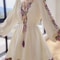 Embroidered Chiffon Dress With Lantern Sleeves Elegant Beach Style Dress KneeLength Y2K Spring Dre 4