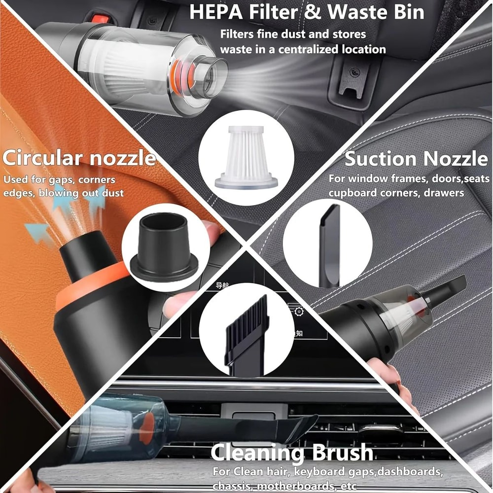 6in1 Cordless Car Vacuum Cleaner Air Duster Portable Mini Handheld Cleaner 2
