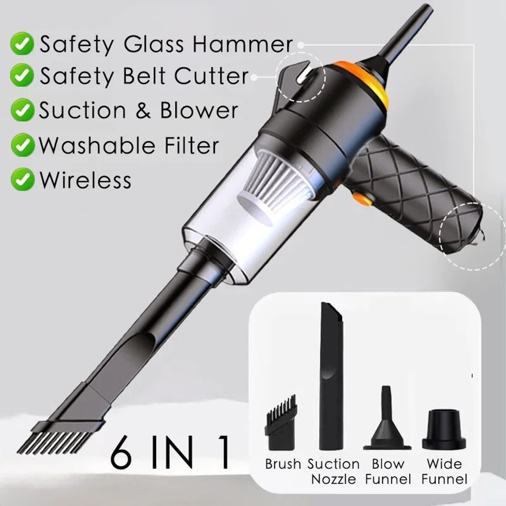 6in1 Cordless Car Vacuum Cleaner Air Duster Portable Mini Handheld Cleaner 7