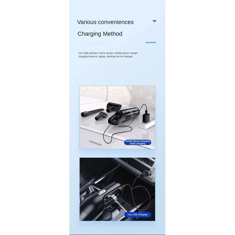 UltraClean Portable Handheld Car Vacuum Cleaner High Suction Wet Dry Auto Interior Cleaner 5